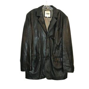 Adler Black Lambskin Mens 3XL Leather Jacket 3 Button Coat Size 46L